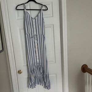 Rails Blue and White Striped High Low Dress